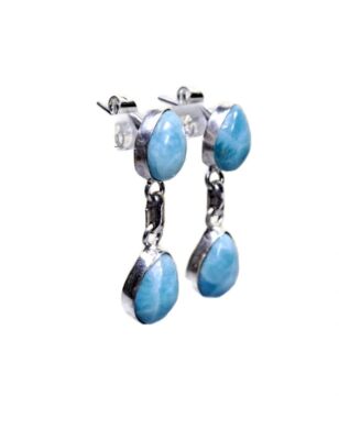 Sterling Silver Nice Blue Larimar Stone Handmade Dangle Earring