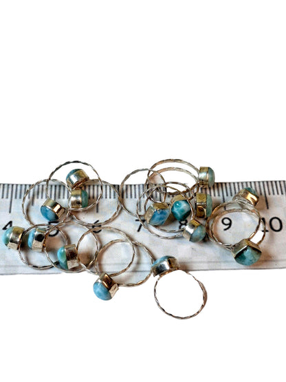 15 Solid Sterling Silver Dominican Blue Larimar Stone Handmade Rings