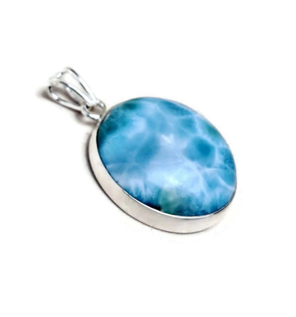 2.4 "in. Dominican Nice Deep Blue Larimar Stone Pendant Handmade