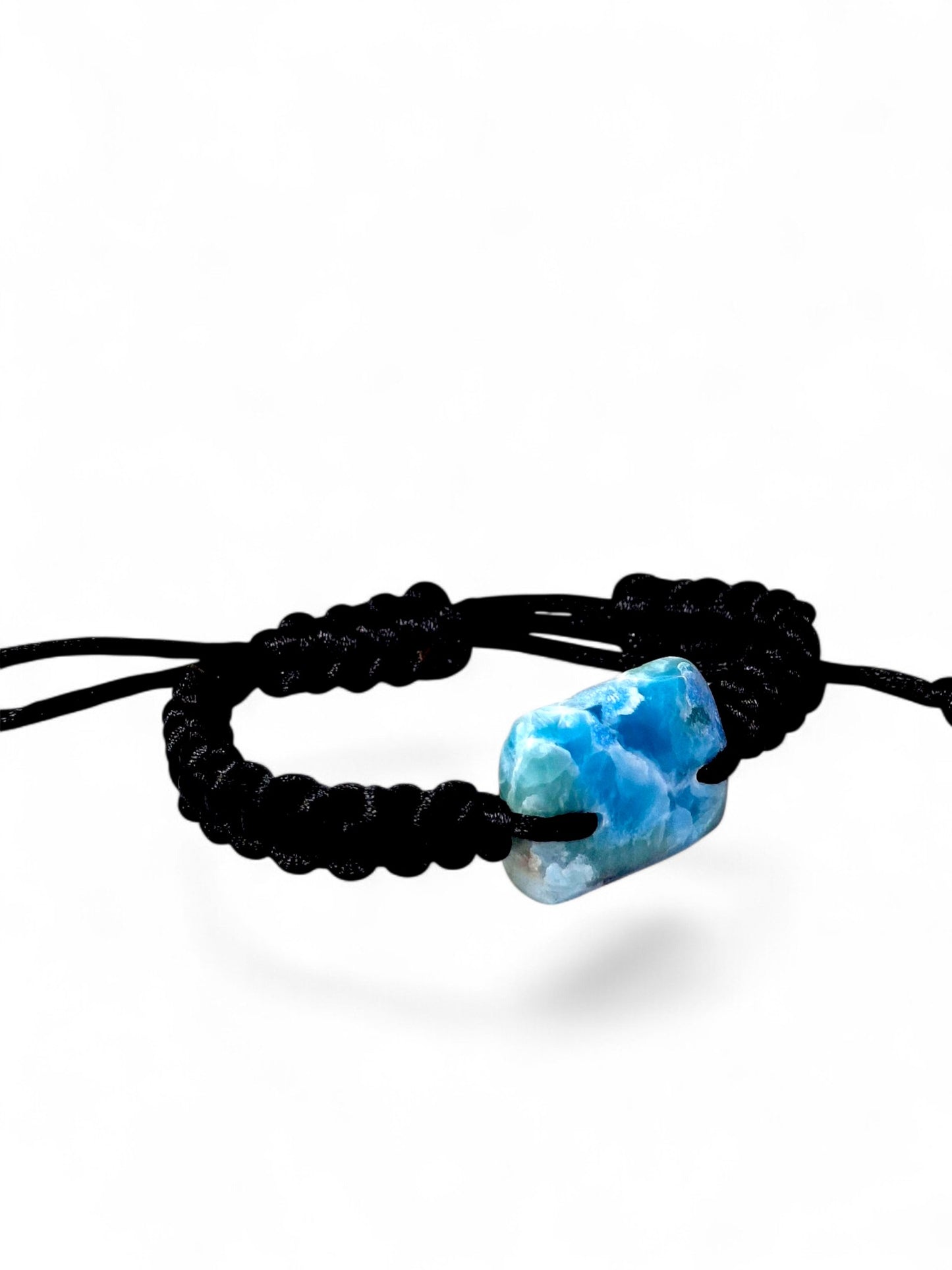 Nice Blue Larimar Stone Nylon Cord Handmade Bracelet Men / Women