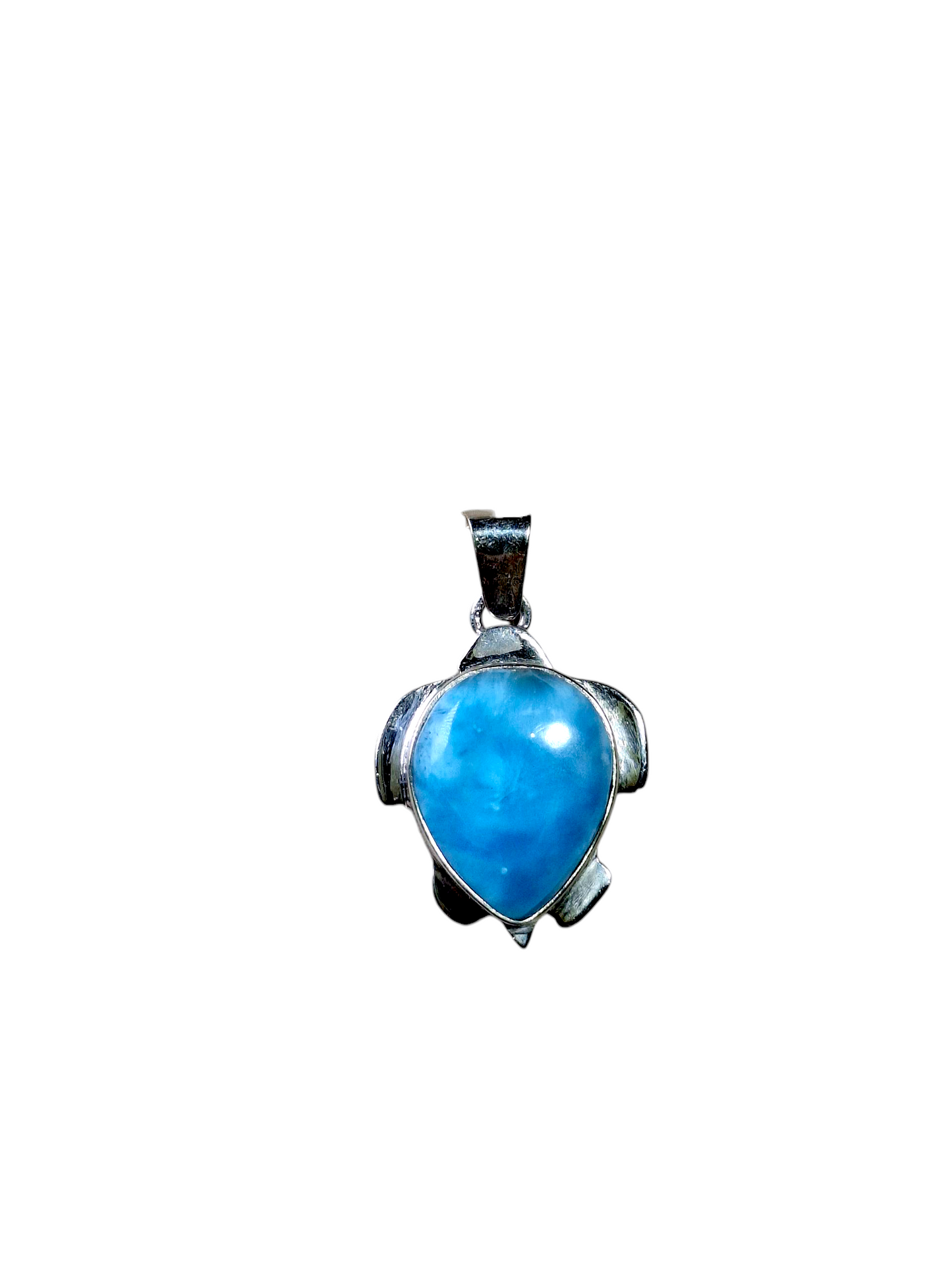1.2 "in. Dominican Nice Blue Turttle Larimar Stone Pendant Handmade