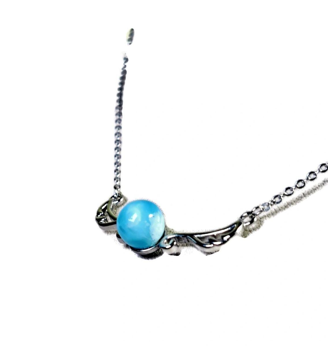 Dominican Nice Blue Larimar Stone Necklace Handcrafted