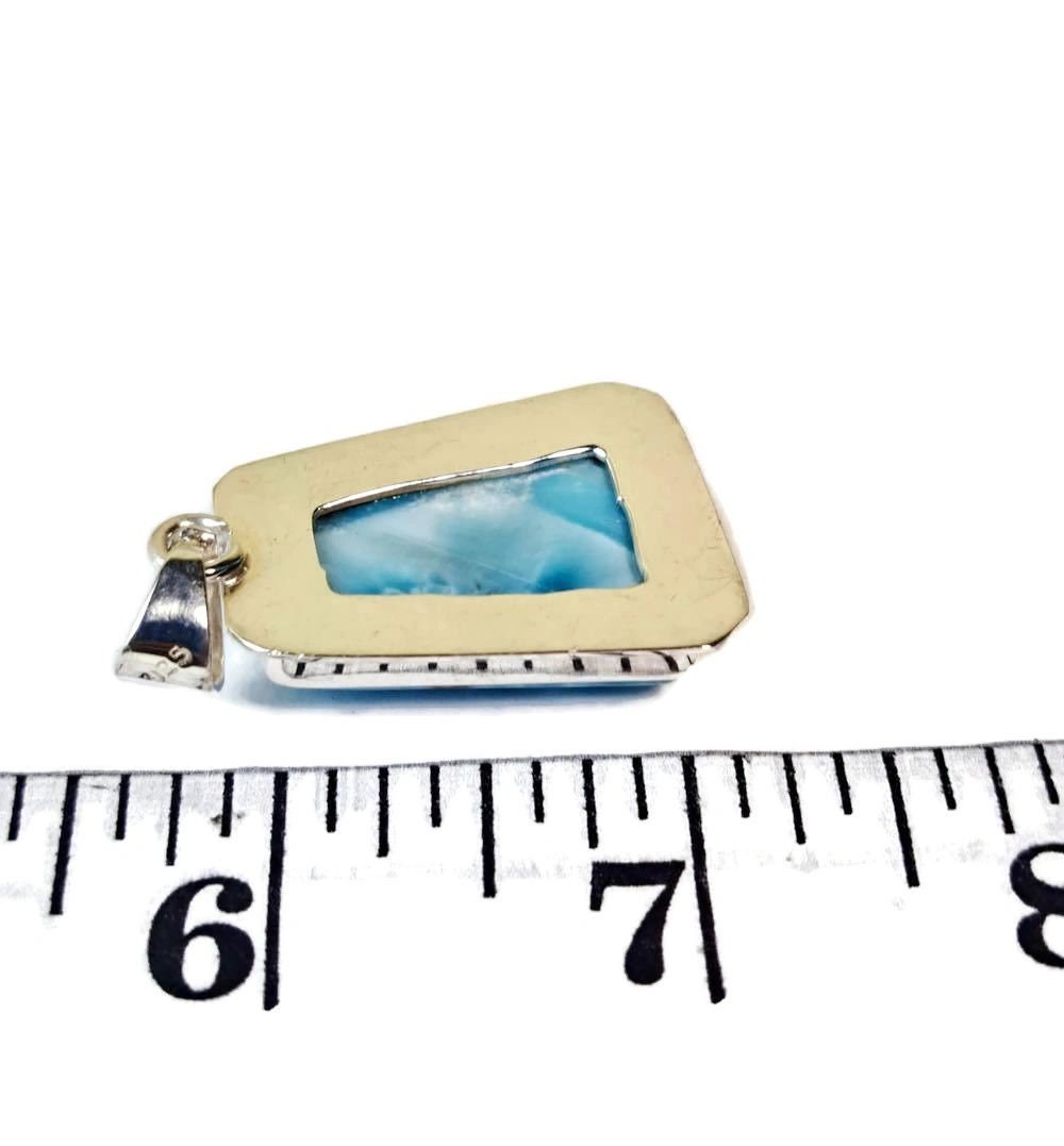 1.6 "in. Dominican Nice Deep Blue Larimar Stone Pendant Handmade
