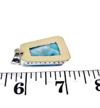 1.6 "in. Dominican Nice Deep Blue Larimar Stone Pendant Handmade