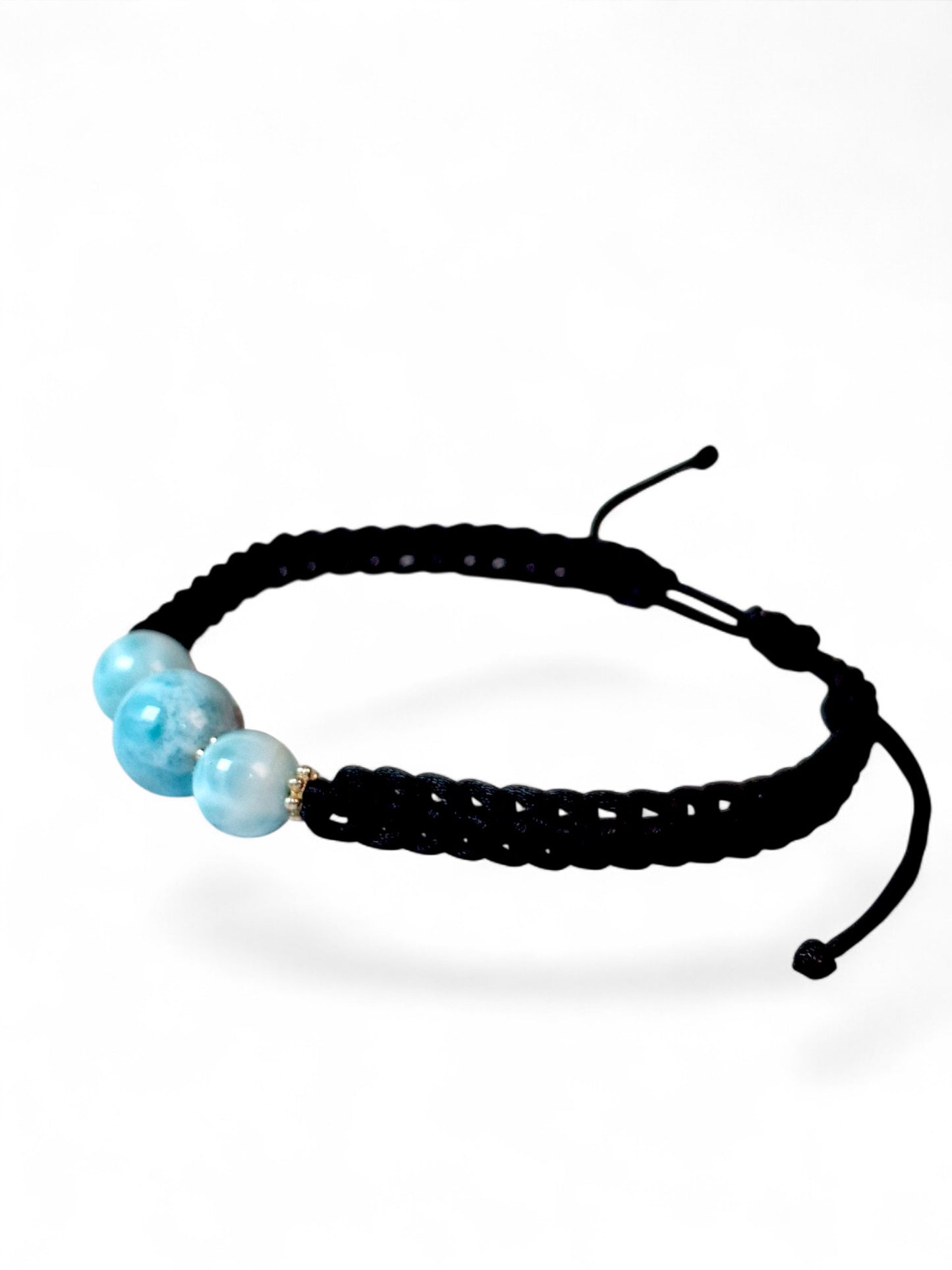 Nice Blue Larimar Stone Nylon Cord Handmade Bracelet Men / Women