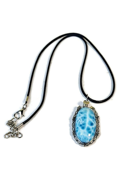 1.8 "in. Dominican Nice Deep Blue Larimar Stone Pendant Handmade