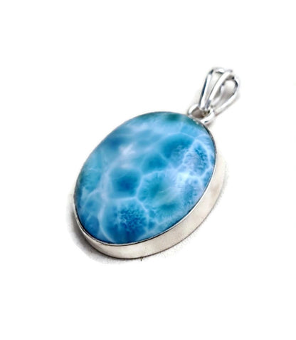 2.4 "in. Dominican Nice Deep Blue Larimar Stone Pendant Handmade