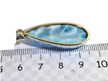 2.6 "in. Dominican Nice Sky Blue Larimar Stone Pendant Handmade