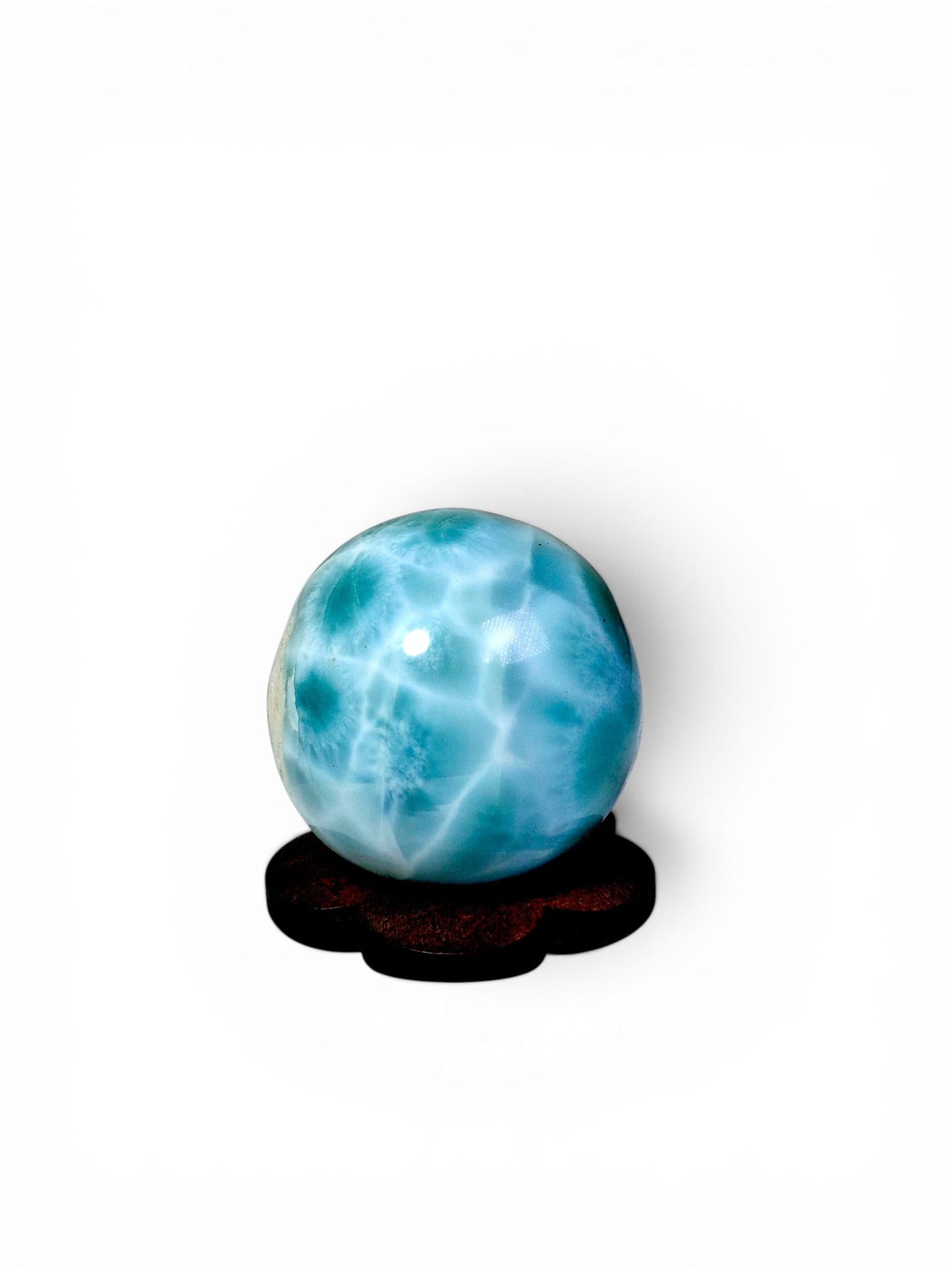 27 mm Round Natural Dominican Blue Larimar Stone Sphere Healing Energies
