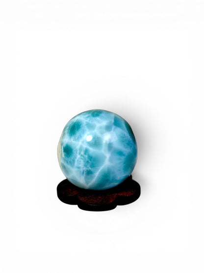 27 mm Round Natural Dominican Blue Larimar Stone Sphere Healing Energies