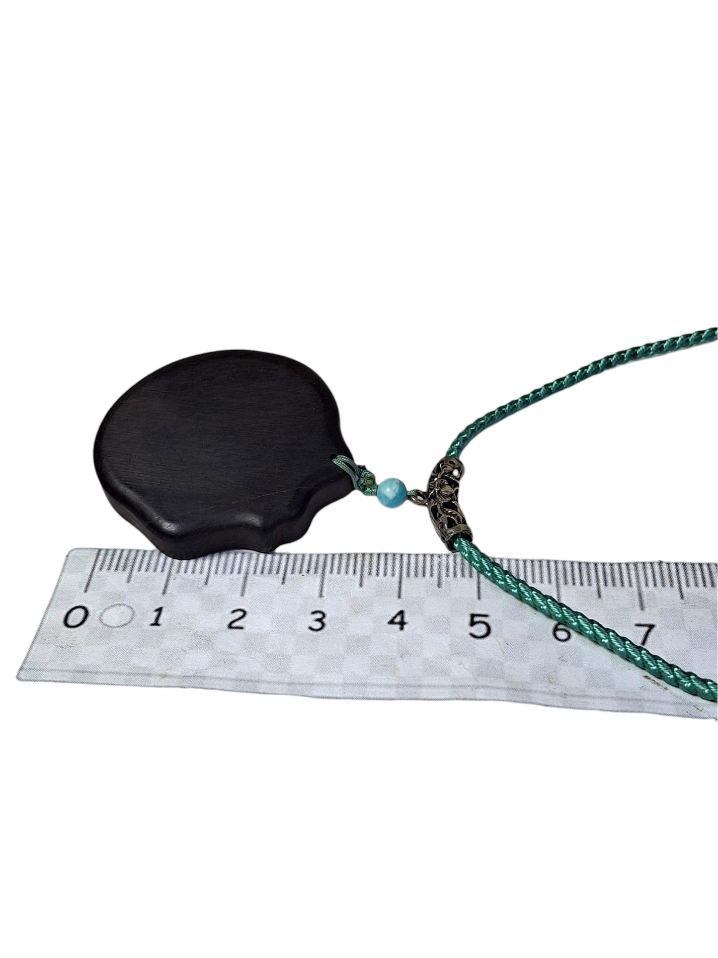Unique Leaf Carved Ebony Wood W/ Blue Larimar Stone Necklace Handcrafted
