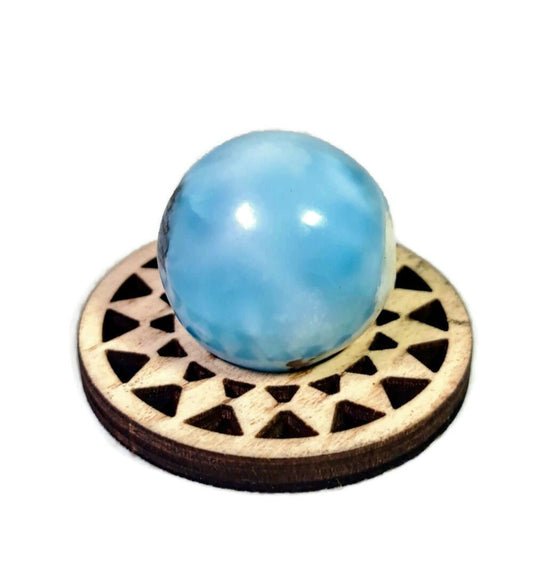 Esfera de 29 mm de Larimar Azul Natural Dominicano con Energías Sanadoras