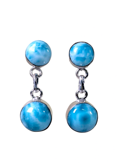 Sterling Silver Nice Blue Larimar Stone Handmade Dangle Earring