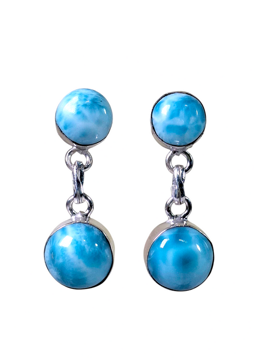 Sterling Silver Nice Blue Larimar Stone Handmade Dangle Earring