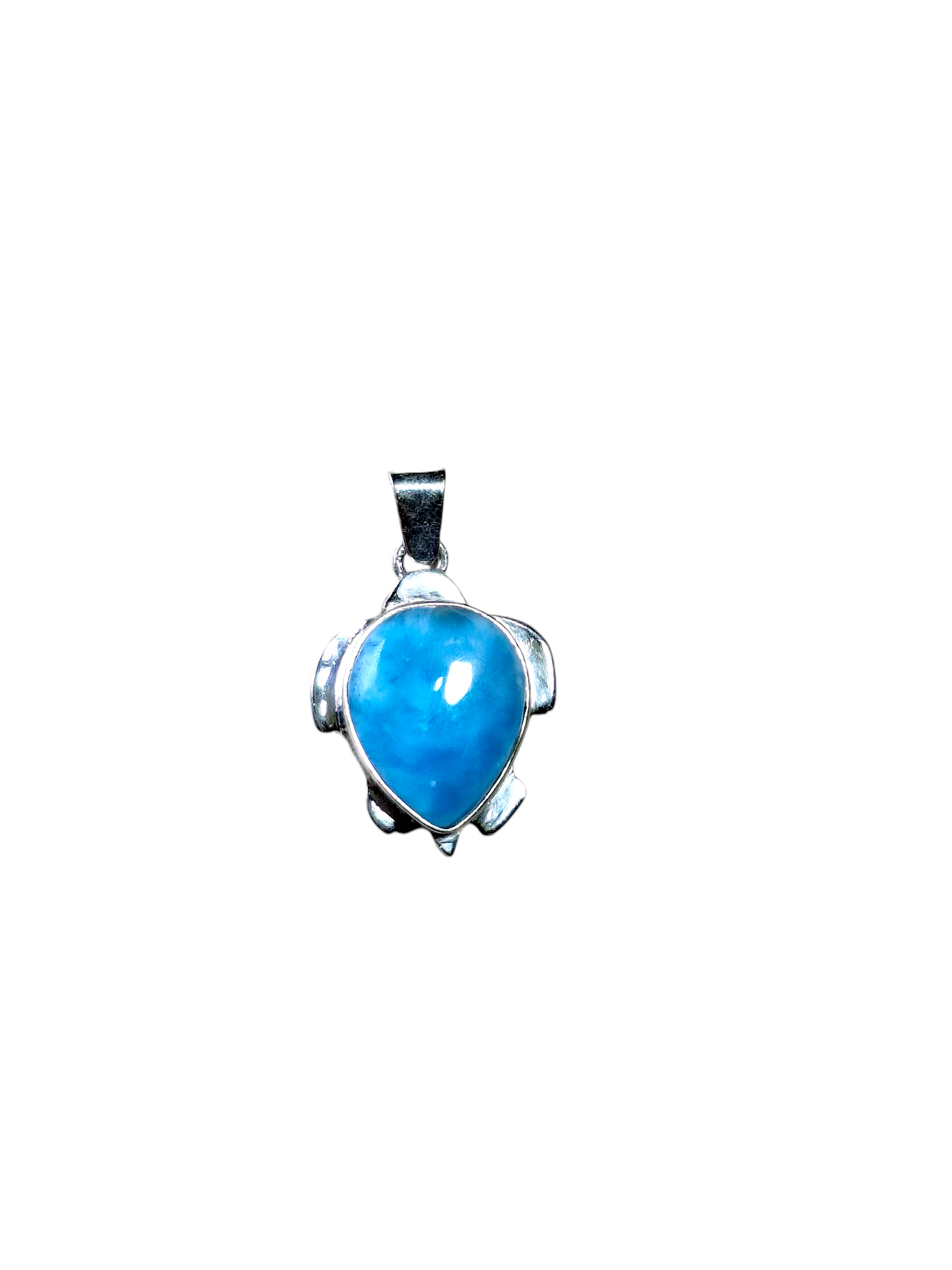 1.2 "in. Dominican Nice Blue Turttle Larimar Stone Pendant Handmade