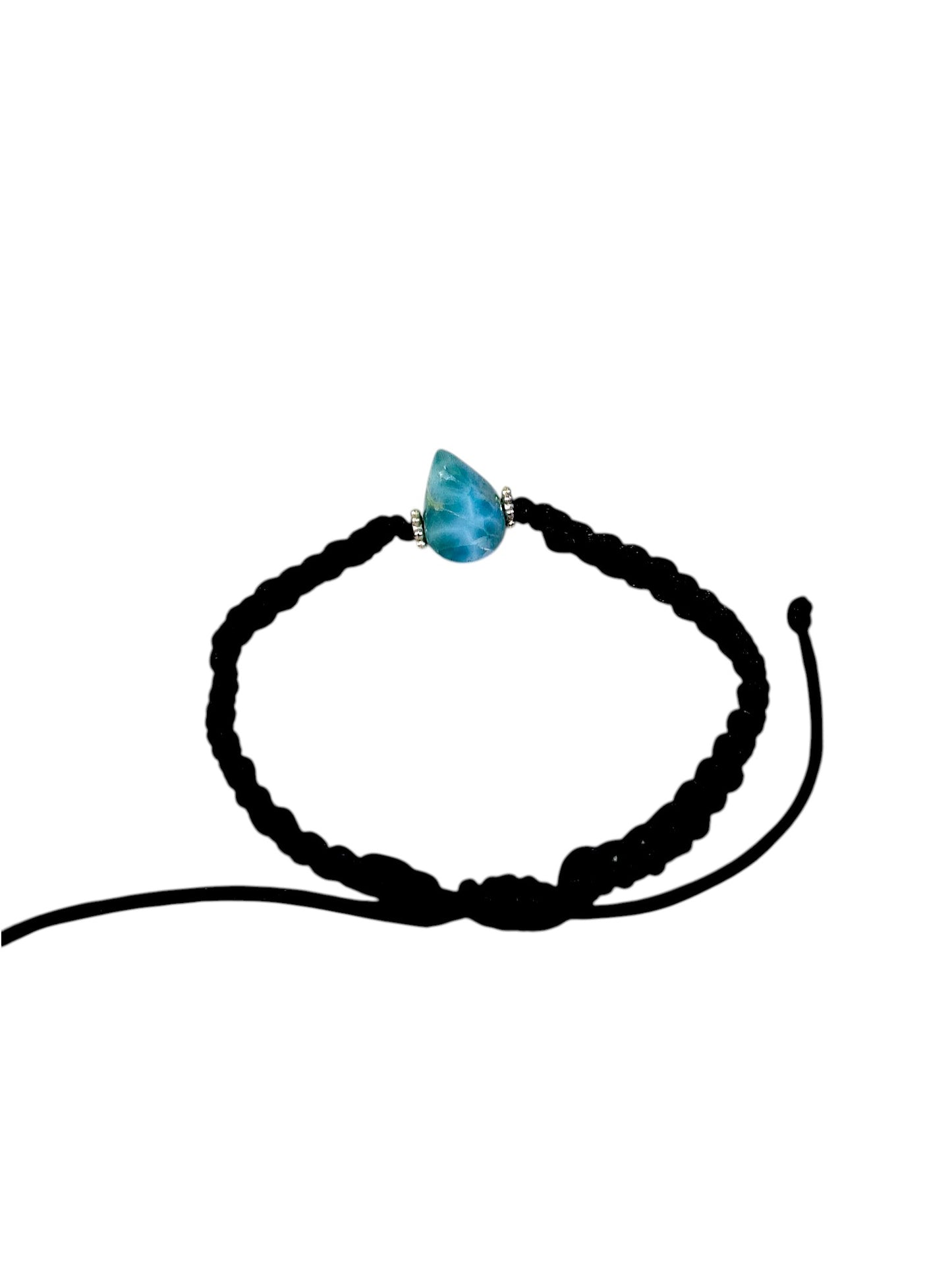 Nice Blue Larimar Stone Nylon Cord Handmade Bracelet Men / Women