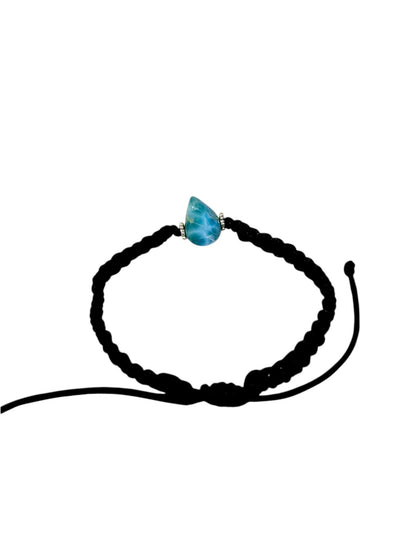 Nice Blue Larimar Stone Nylon Cord Handmade Bracelet Men / Women