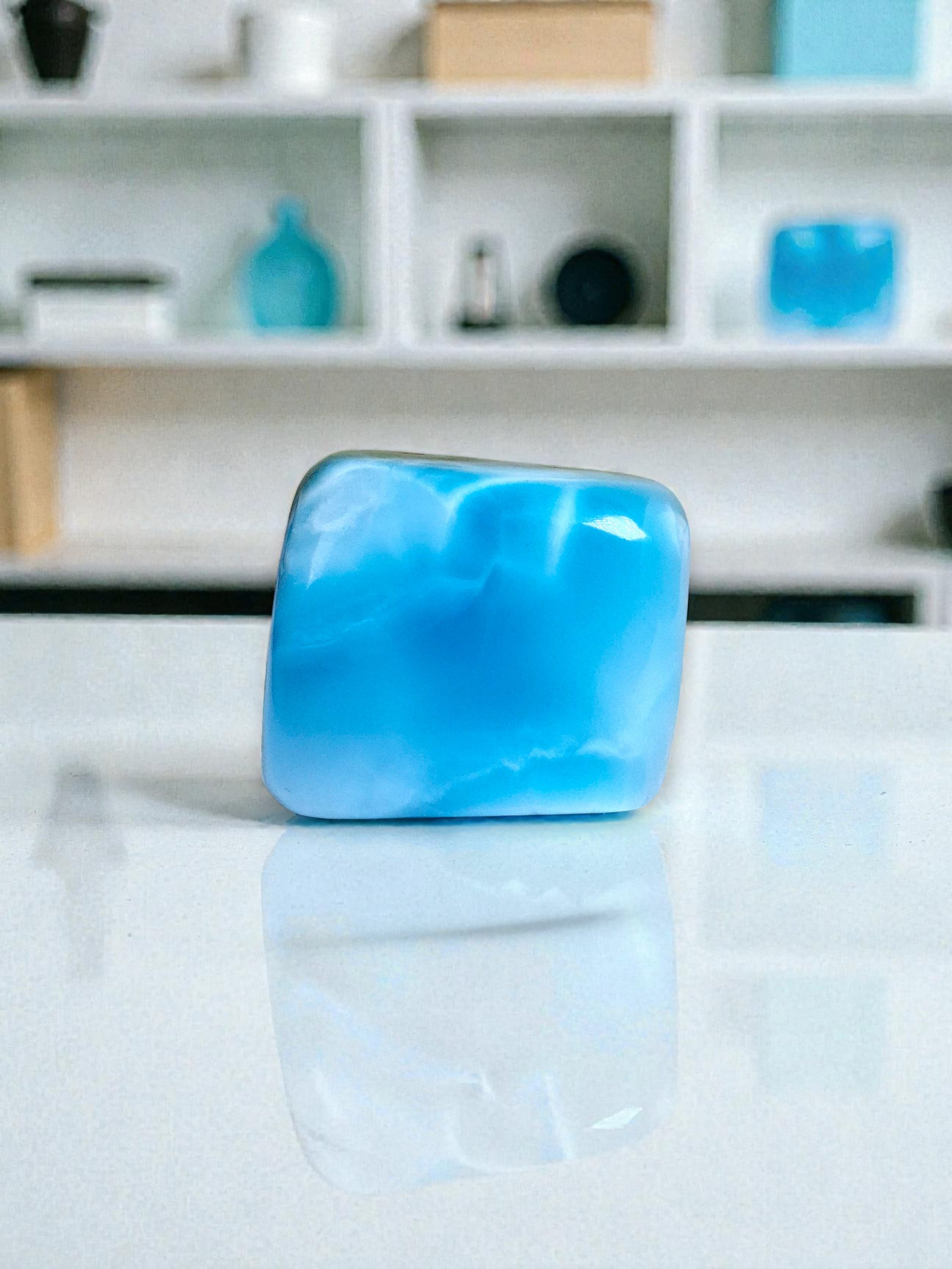 50 g Full Polished Natural Dominican Blue Larimar Stone Specimen Healing