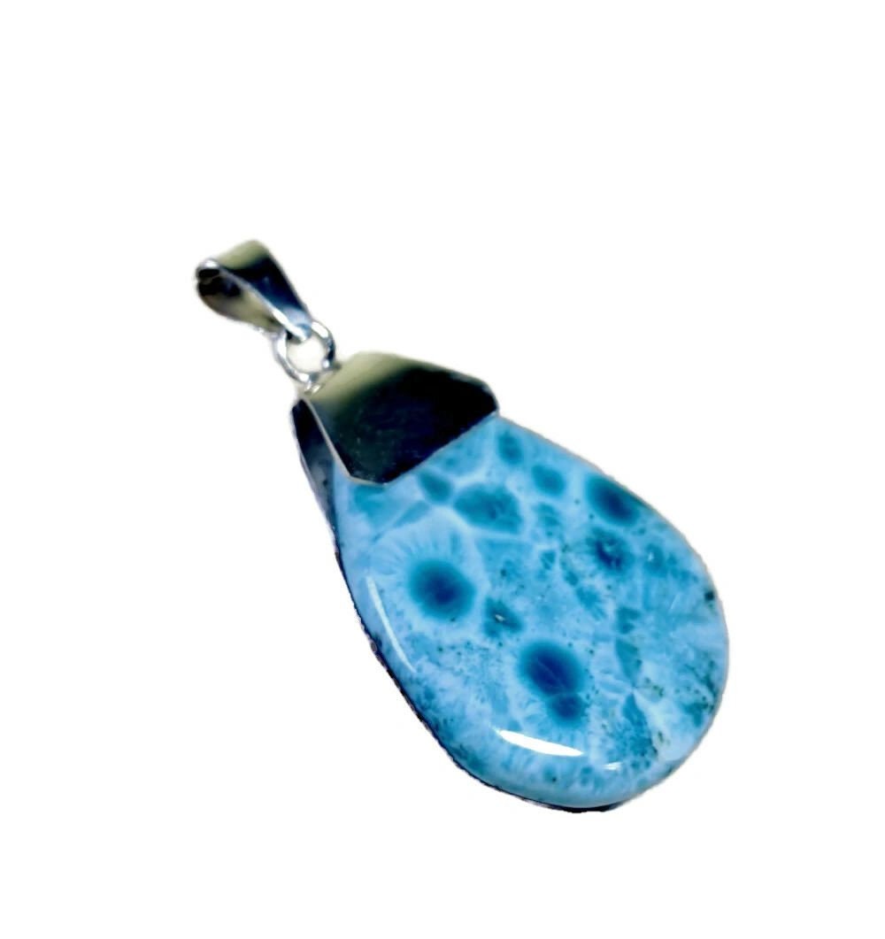 2. "in. Dominican Nice Deep Blue Larimar Stone Pendant Handmade