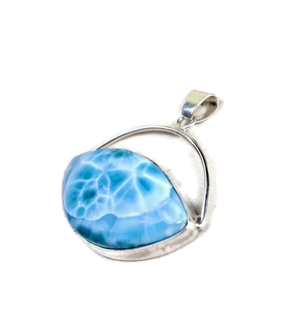 2.3 "in. Dominican Nice Deep Blue Larimar Stone Pendant Handmade