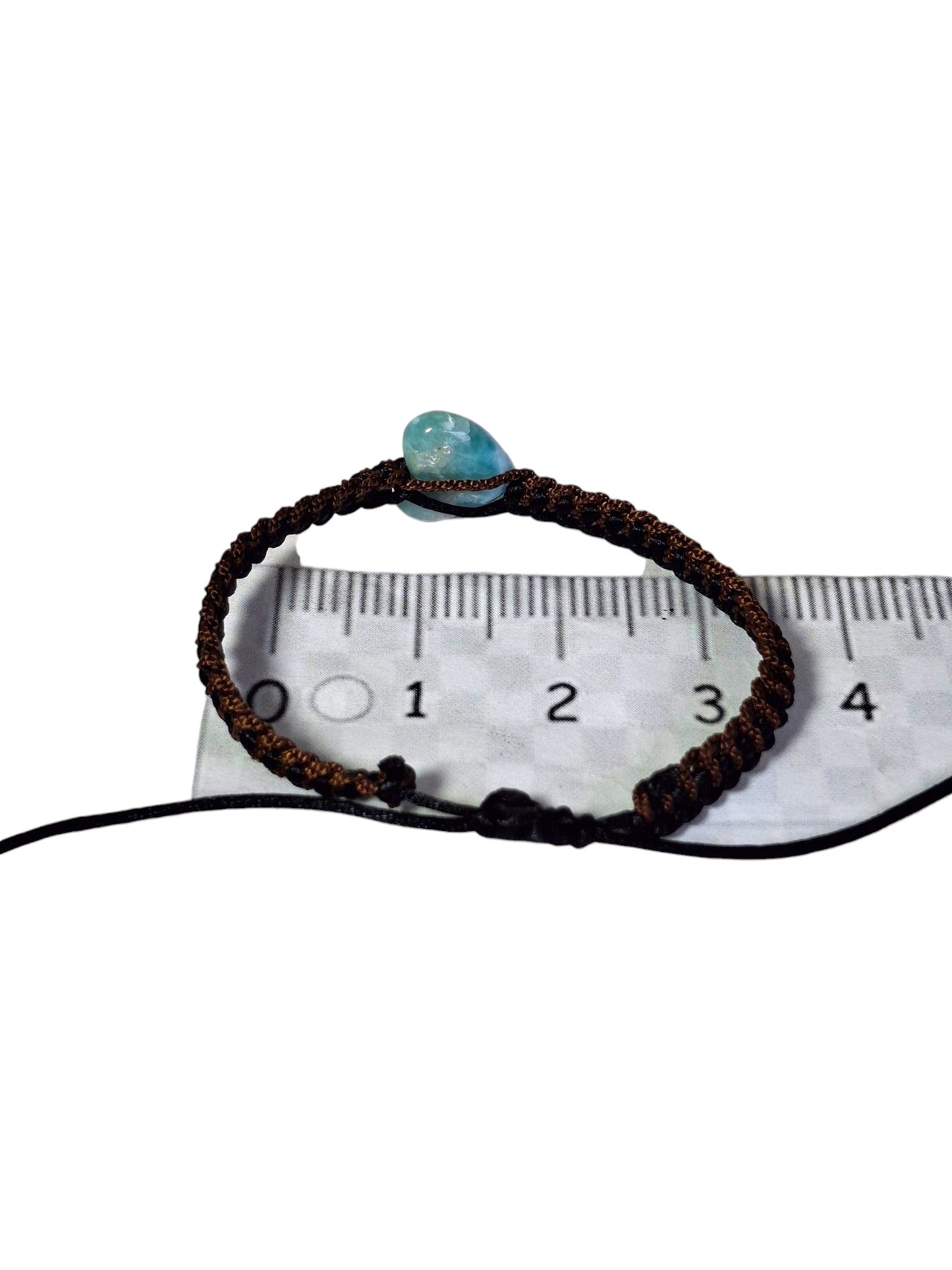 Nice Blue Larimar Heart Stone Nylon Cord Handmade Bracelet Men / Women
