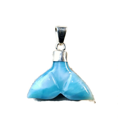 Carved Tale Dominican Nice Sky Blue Larimar Stone Pendant Handmade