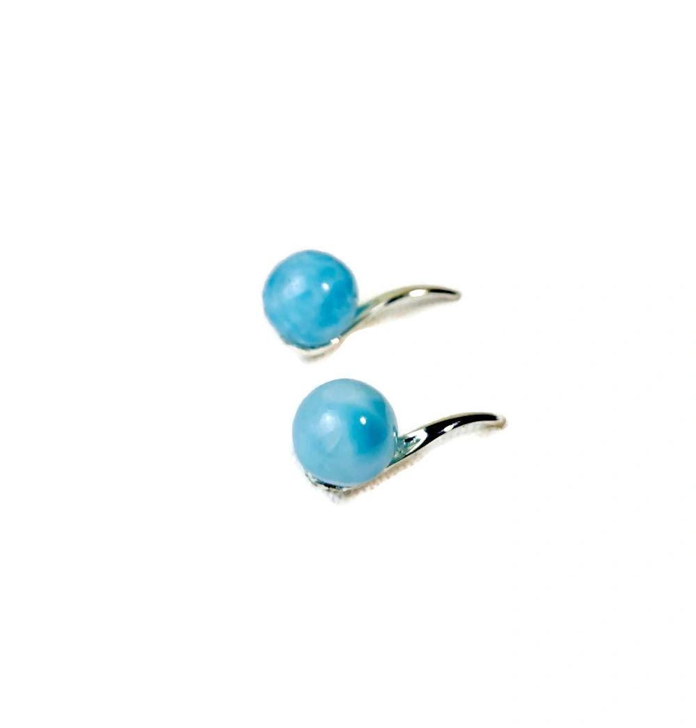 Sterling Silver Nice Blue Larimar Stone Handmade Dangle Earring