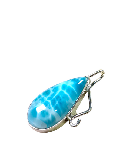 2.1 "in. Dominican Nice Deep Blue Larimar Stone Pendant Handmade