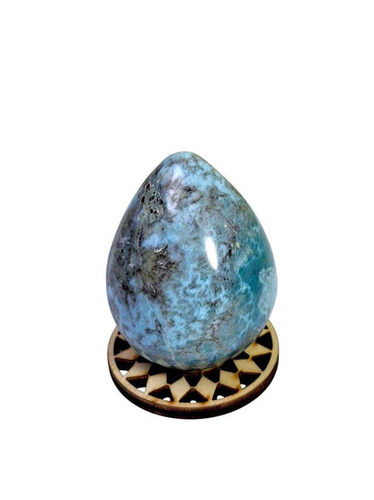59 mm Egg Form Natural Dominican Blue Larimar Stone Healing Energies