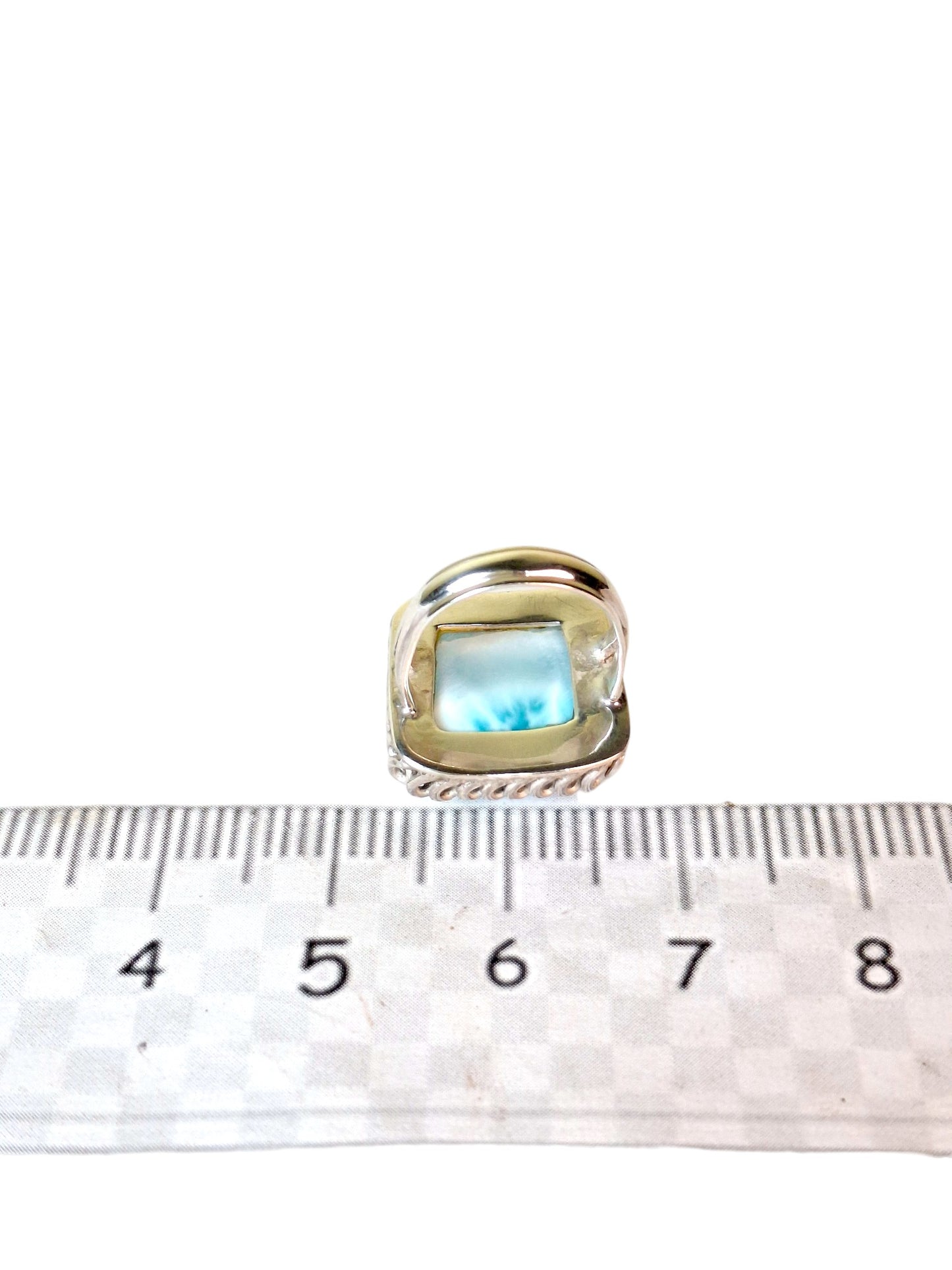 Solid Sterling Silver Dominican Deep Blue Larimar Stone Handmade Ring
