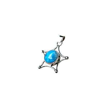 1.6 "in. Star Dominican Nice Deep Blue Larimar Stone Pendant Handmade