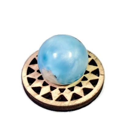 29 mm Round Natural Dominican Blue Larimar Stone Sphere Healing Energies