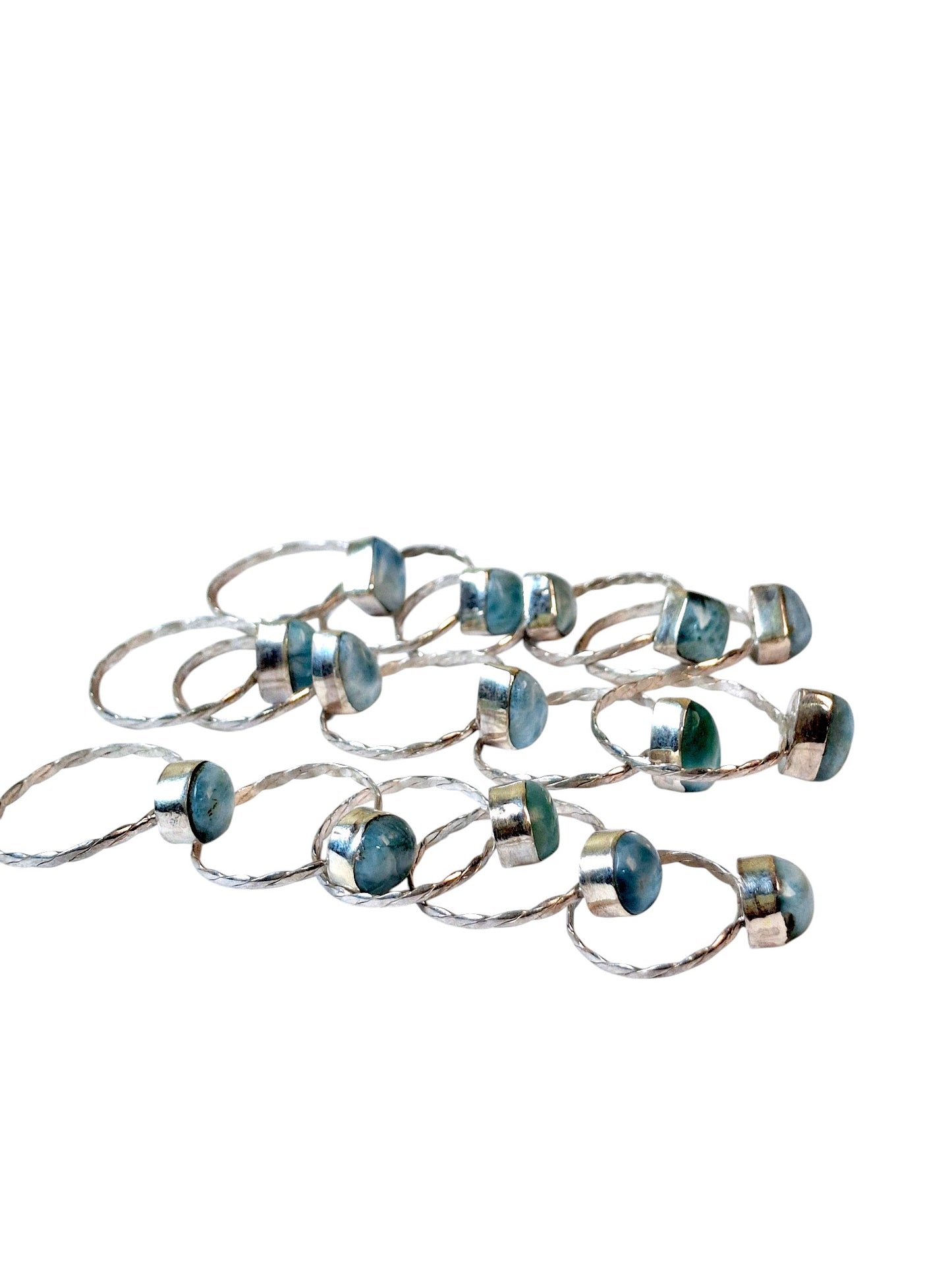 15 Solid Sterling Silver Dominican Blue Larimar Stone Handmade Rings