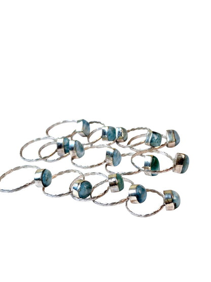 15 Solid Sterling Silver Dominican Blue Larimar Stone Handmade Rings