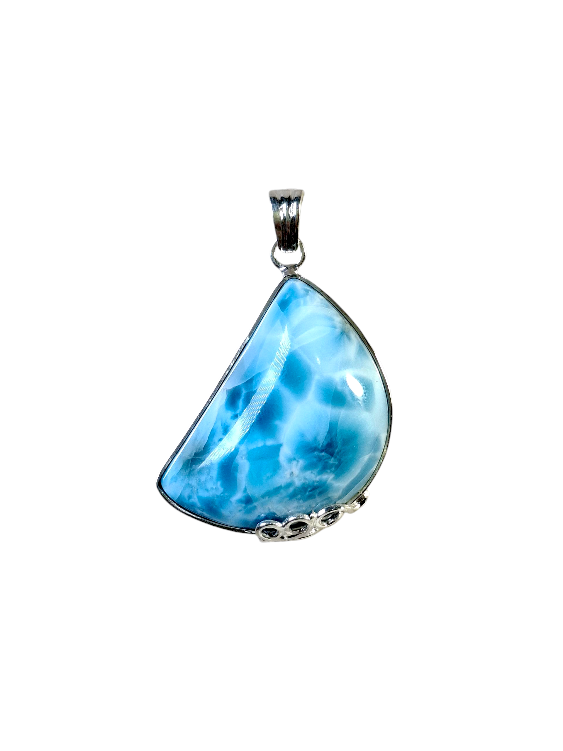 2.2 pulg. Colgante hecho a mano de piedra larimar azul oscuro dominicana