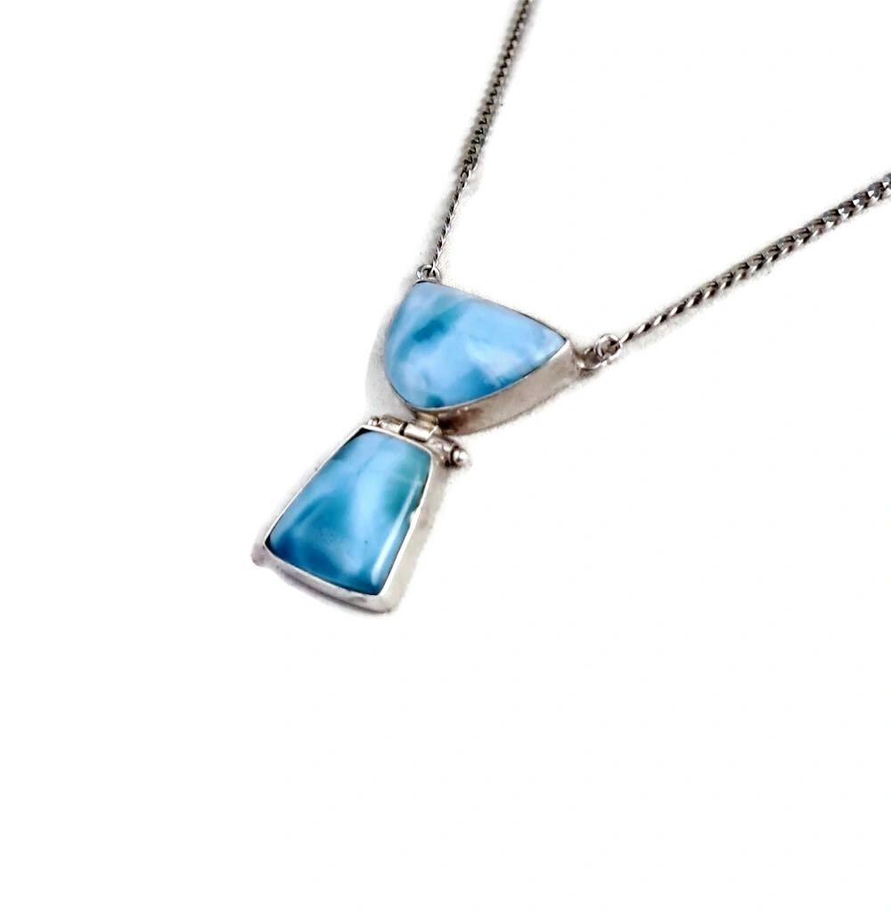 Dominican Nice Deep Blue Larimar Stone Necklace Handcrafted