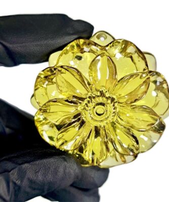 Carved Flower Clean Beautiful Dominican Blue Amber Stone