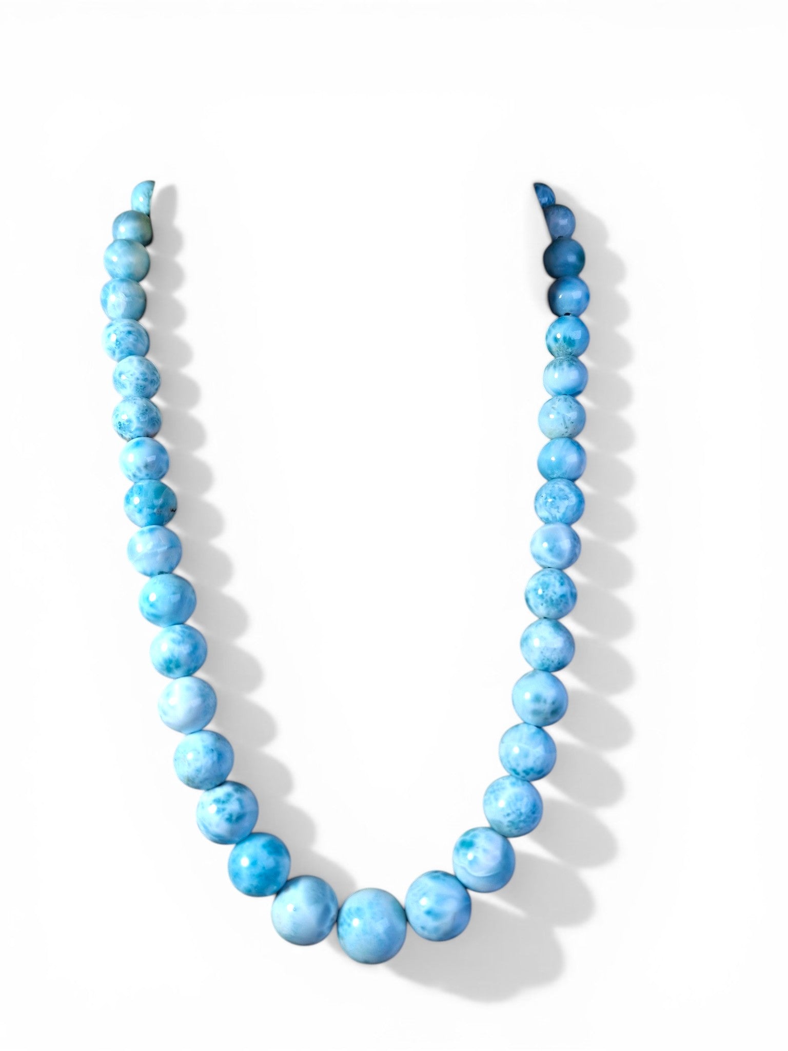 17.5 " Dominican Nice Blue Larimar Stone Necklace Handcrafted