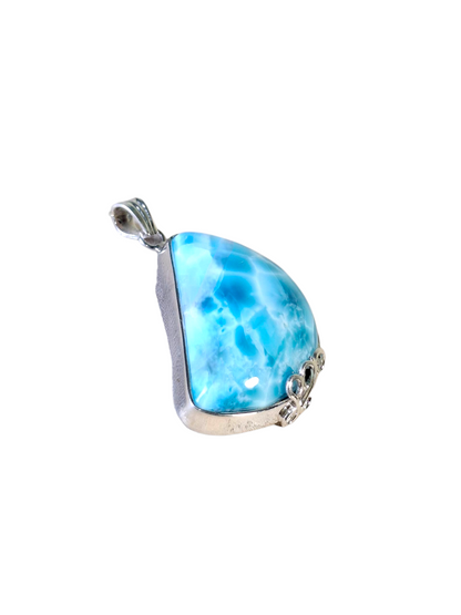 2.2 "in. Dominican Nice Deep Blue Larimar Stone Pendant Handmade