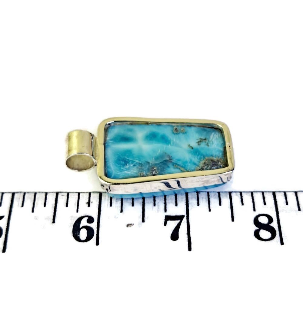 1.9 "in. Dominican Nice Blue Larimar Stone Pendant Handmade