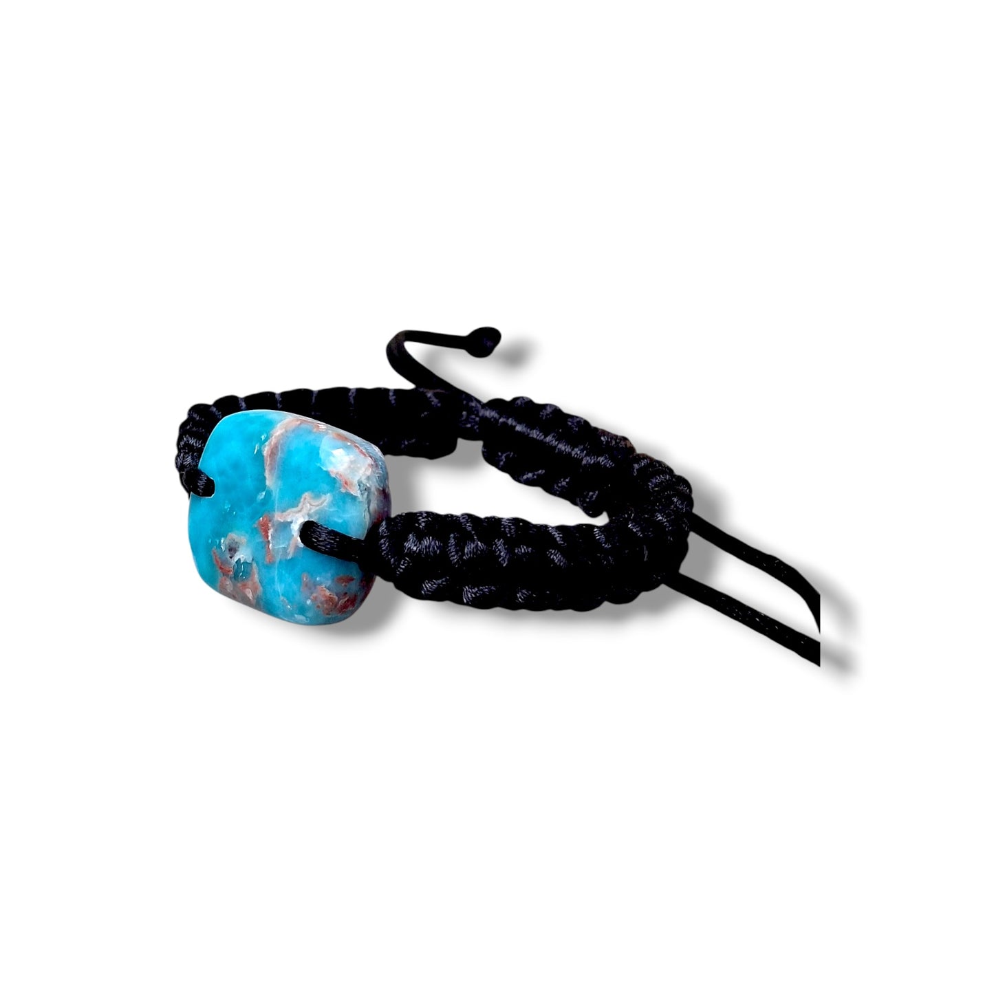 Nice Blue Larimar Stone Nylon Cord Handmade Bracelet Men / Women