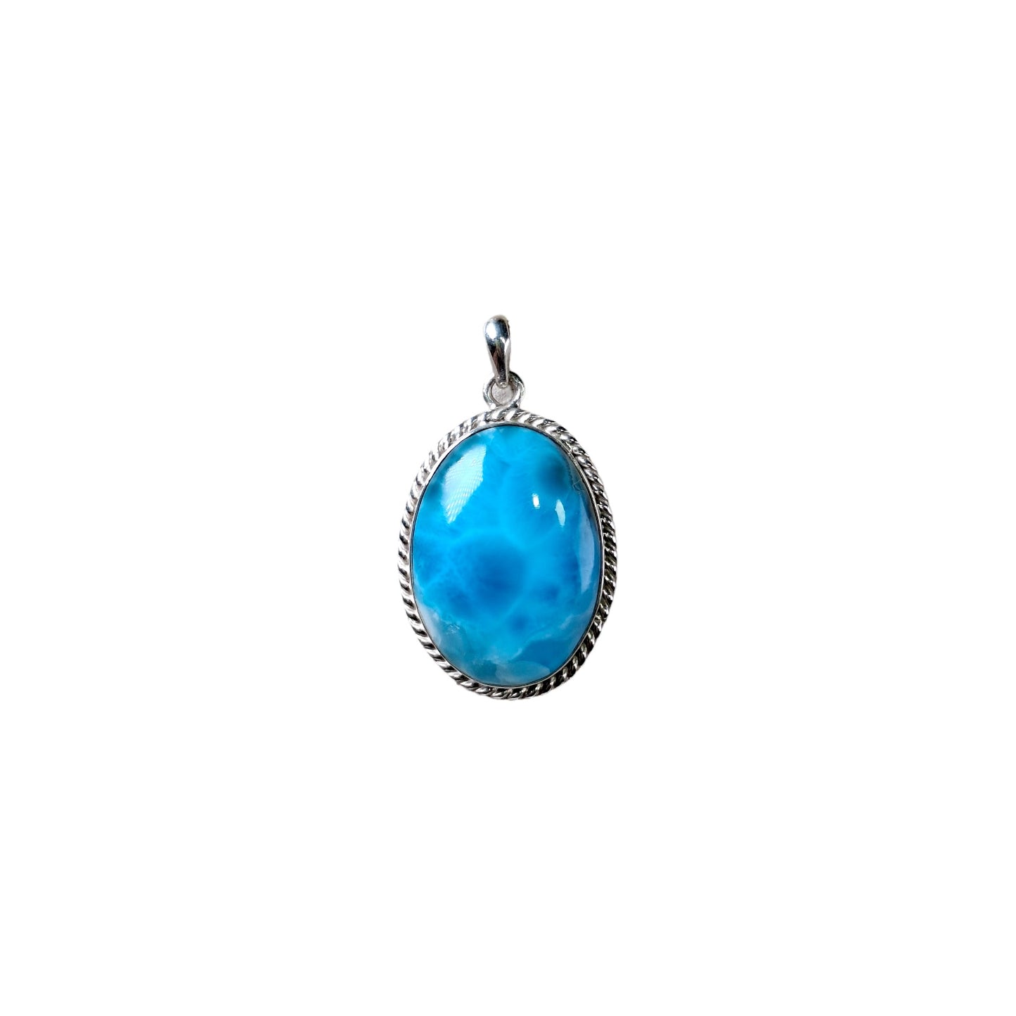 1.9 "in. Dominican Nice Deep Blue Larimar Stone Pendant Handmade