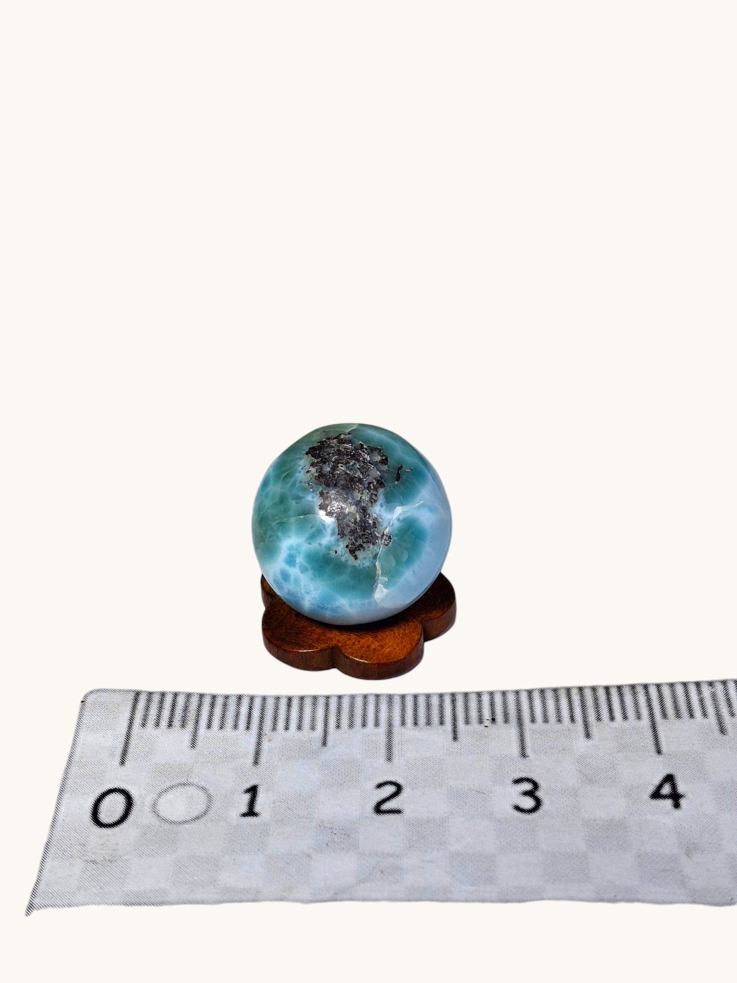 26 mm Round Natural Dominican Blue Larimar Stone Sphere Healing Energies