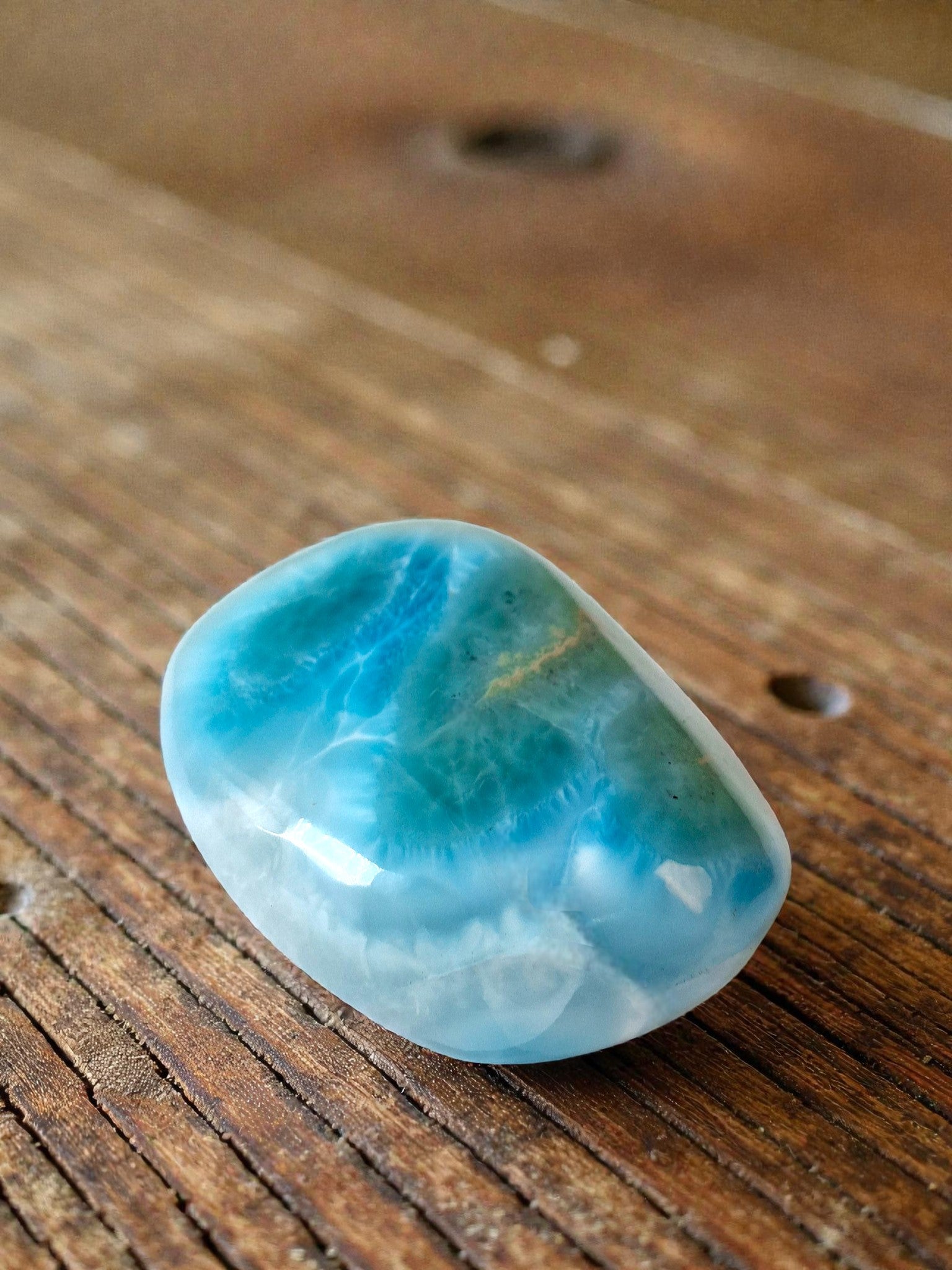 45 g Full Polished Natural Dominican Blue Larimar Stone Specimen Healing