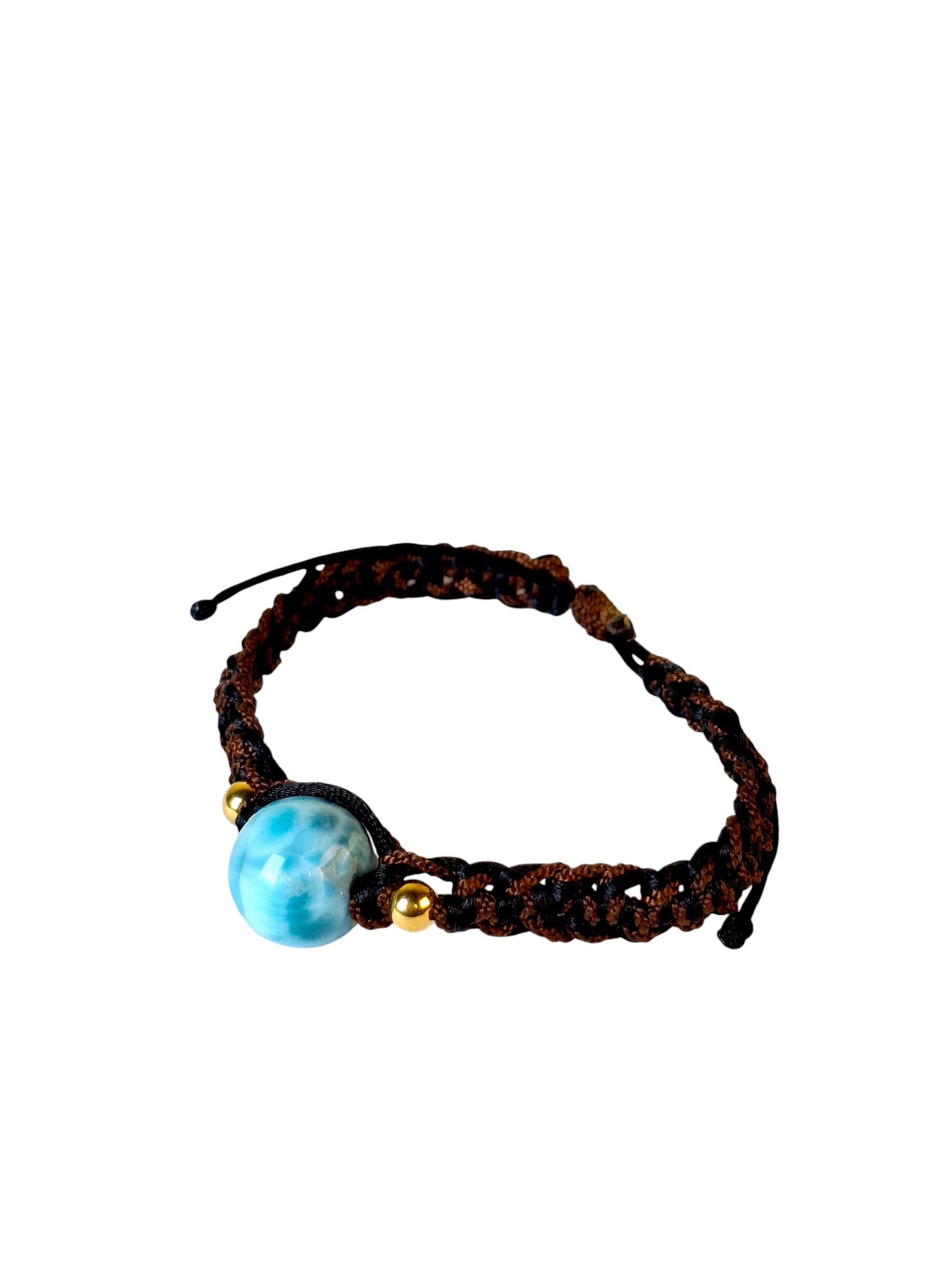 Nice Blue Larimar Stone Nylon Cord Handmade Bracelet Men / Women