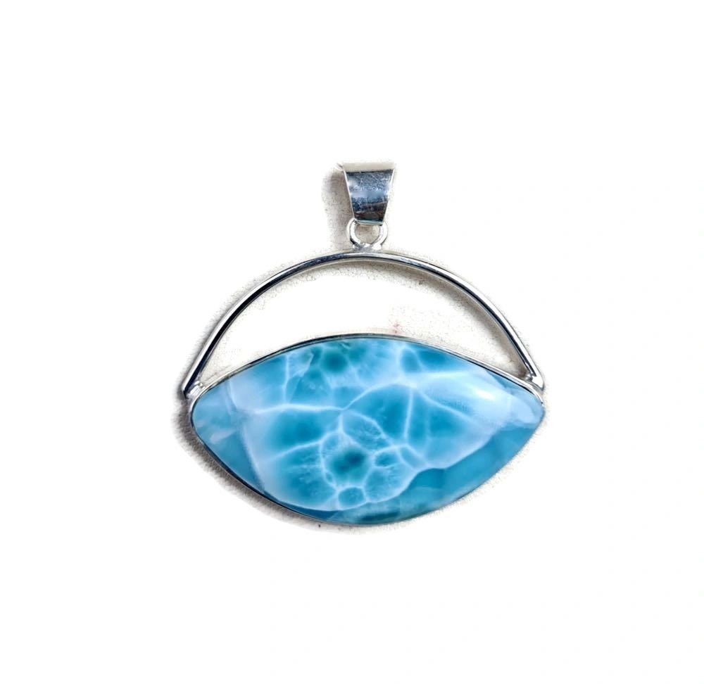 2.3 "in. Dominican Nice Deep Blue Larimar Stone Pendant Handmade
