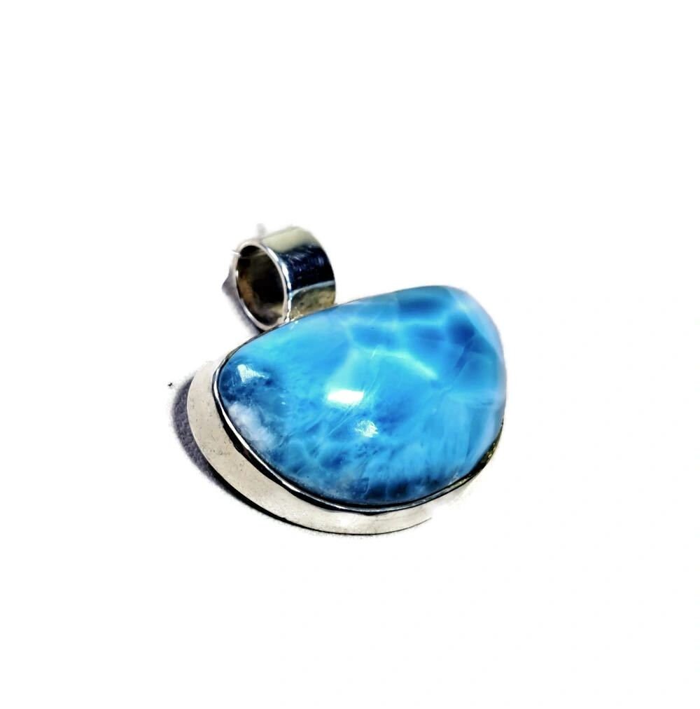 1.3 "in. Dominican Nice Deep Blue Larimar Stone Pendant Handmade