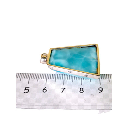 2.5 "in. Dominican Nice Deep Blue Larimar Stone Pendant Handmade