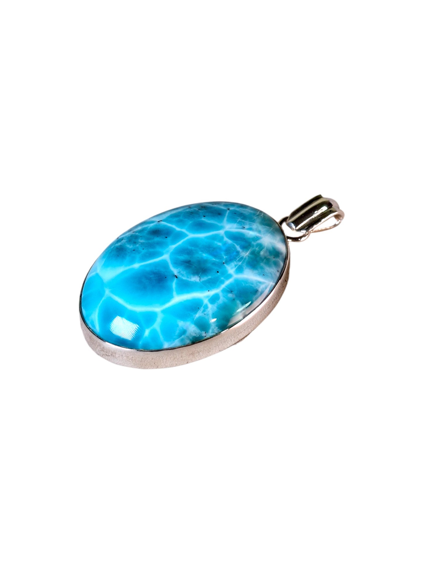 2.2 "in. Dominican Deep Blue Larimar Stone Pendant Handmade
