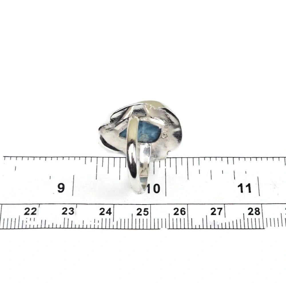 Solid Sterling Silver Dominican Deep Blue Larimar Stone Handmade Ring